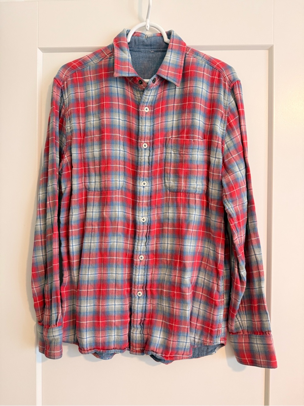 Faherty Red and Blue Plaid Button-Down Shirt
